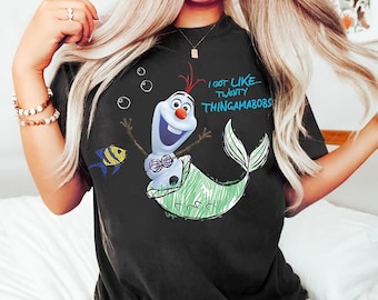 Disney Olaf présente la petite sirène Ariel Thingamabobs t-shirt couleurs confort, chemise assortie Magic Kingdom Disneyland, t-shirt drôle Olaf