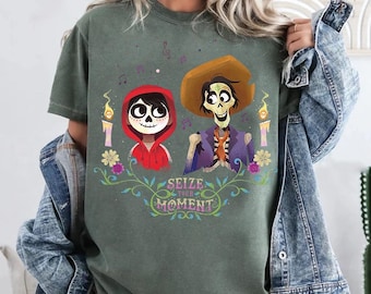 Disney Pixar Coco Miguel Hector Seize Your Moment T-shirt couleurs confort, WDW Magic Kingdom Disneyland Family Matching Tee, t-shirt voyage Disney
