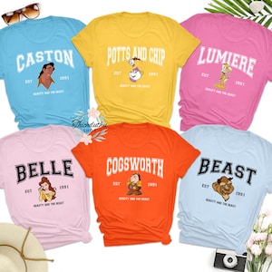 Beauty And The Beast Characters Group Comfort Colors Shirt, Beauty And The Beast Custom T-Shirt, Belle Lumiere Cogsworth Gaston Matching Tee