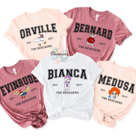 Disney The Rescuers Character Comfort Colors T-Shirt, Bianca Bernard Madam Medusa Tee, Disney Classic Shirt, Disneyland Family Matching Tee