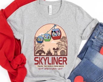 Vintage Mickey and Friends Skyliner Travel The World From Above Comfort Colors T-Shirt, Hollywood Studio Shirt, WDW Disneyland Trip Tee