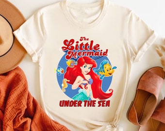 Maglietta Comfort Colors della Sirenetta sotto il mare, Maglietta della Principessa Disney Ariel e Flounder, Maglietta per le vacanze a Magic Kingdom Disneyland