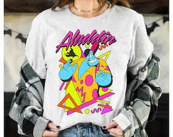 Disney Aladdin Genie In A Bottle Comfort Colors Shirt, Aladdin Genie 90s Style Portrait Tee, A Whole New World, Magic Kingdom Disneyland Tee