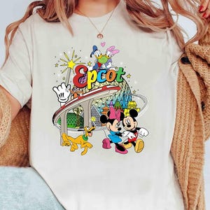 Vintage Disney Mickey und Freunde Epcot Center Comfort Farben T-Shirt, Mickey Minnie Donald Daisy Pluto T-Shirt, Disney Epcot Trip Shirt