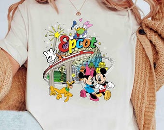 Vintage Disney Mickey And Friends Epcot Center Comfort Colors T-Shirt, Mickey Minnie Donald Daisy Pluto Tee, Disney Epcot Trip Shirt