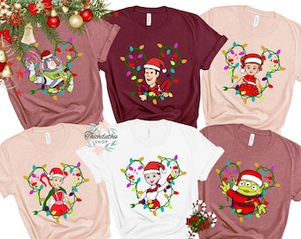 Gepersonaliseerde Disney Toy Story-personages Kerst familie bijpassende shirt, custom alle personages Disneyland Xmas Tee, Mickey Very Merry Xmas