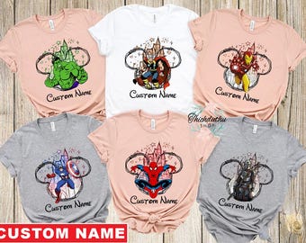 Custom Superhero Comfort Colors Shirt, Star Wars, Marvel Avengers, Personalized Family Matching Shirts, Disneyland Family Vacation Trip