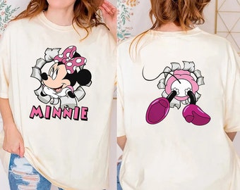 Two Sided Lovely Minnie Portrait Mickey and Friends Comfort Colors Shirt, Disneyland Family Vacation, Birthday Gift Adult Kid Toddler Tee