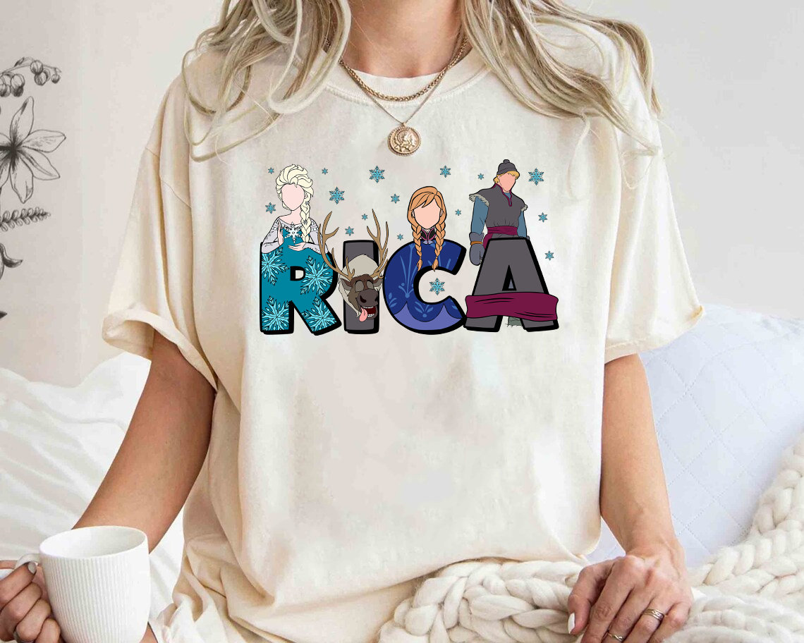 Custom Name Frozen Comfort Colors T-Shirt, Personalized Kids Name Shirt, Frozen Elsa Emma Kristoff Shirt, Family Matching Birthday Gift Tee