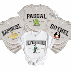 Disney Tangled Character Comfort Colors T-Shirt, Rapunzel Pascal Mother Gothel Flynn Rider Tee, Magic Kingdom Disneyland Trip Matching Tee