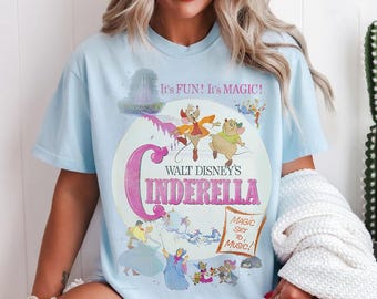 Disney Cinderella Vintage Classic Movie Poster Comfort Colors T-Shirt, Disney Princess Tee, Magic Kingdom Disneyland Family Matching Shirt,