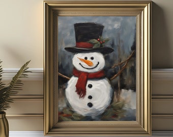 AFDRUKBARE sneeuwpopprint, kersthuisdecor, sneeuwpop digitale download, kerstmuurkunst, afdrukbare kerstkunst, vintage sneeuwpopposter