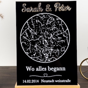 Personalisierter Sternenhimmel Acrylschild – Geschenk Jahrestag, Geschenk für Freund und Freundin, Wo alles begann