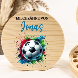 Zahndose Fussball, Personalisierte Zahndose fur Junge, Milchzähne Fussball kinder Milchzahnbox, Zahndose aus holz,Geburt Geschenk,