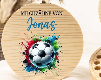 Zahndose Fussball, Personalisierte Zahndose fur Junge, Milchzähne Fussball kinder Milchzahnbox, Zahndose aus holz,Geburt Geschenk,