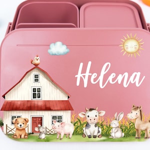 Kinderlunchbox met boerderijmotief, lunchbox voor meisjes en jongens, gepersonaliseerd verjaardagscadeau, lunchbox kleuterschool