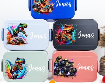 Dino lunchbox, lunchbox voor jongens en meisjes, lunchbox met naam, gepersonaliseerde lunchbox voor kinderen, cadeau voor inschrijving kleuterschool
