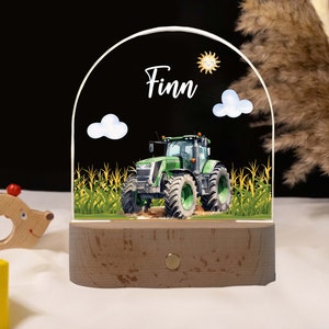 Tractornachtlampje, gepersonaliseerde nachtlamp voor kinderen, geboortecadeau gepersonaliseerd, nachtlampje jongen, doopcadeau, tractorlamp afbeelding 1