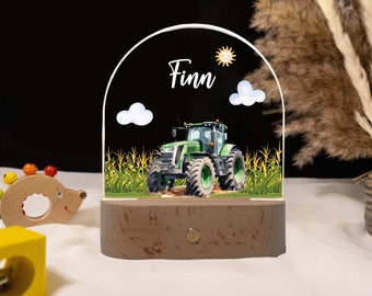 Traktor Nachtlicht, Personalisierte Nachtlampe für Kinder, Geburt Geschenk personalisiert, Nachtlicht Junge, tauf Geschenk, Traktor Lampe