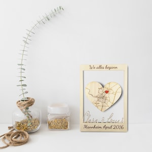 Wo alles begann Holzkarte Bilderrahmen, Wo wir uns trafen ,  Bilderrahmen personalisiert, Hochzeitsgeschenke, Geschenke für Paare