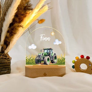 Tractornachtlampje, gepersonaliseerde nachtlamp voor kinderen, geboortecadeau gepersonaliseerd, nachtlampje jongen, doopcadeau, tractorlamp afbeelding 3