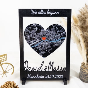 Erinnerungsgeschenk, Koordinaten bild, Wo alles begann Holzkarte Bilderrahmen, Wo wir uns trafen, Valentinstagsgeschenk, Geschenke für Paare