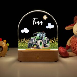 Tractornachtlampje, gepersonaliseerde nachtlamp voor kinderen, geboortecadeau gepersonaliseerd, nachtlampje jongen, doopcadeau, tractorlamp afbeelding 2