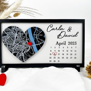Unser Erstes Date karte mit Kalender,Wo wir uns trafen Jubiläumskarte,bilderrahmen personalisiert,geschenk für freundin ,Geschenke für Paare