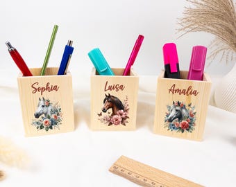 Pot à crayons en bois personnalisé, cadeau d'inscription scolaire, pot à crayons pour enfants, boîte à crayons personnalisée, cadeaux pour enfants
