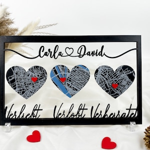 Verliebt,Verlobt,Verheiratet karte Wo wir uns trafen Holzkarte,  bilderrahmen personalisiert, geschenk für freundin ,Geschenke für Paare
