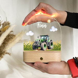 Tractornachtlampje, gepersonaliseerde nachtlamp voor kinderen, geboortecadeau gepersonaliseerd, nachtlampje jongen, doopcadeau, tractorlamp afbeelding 5