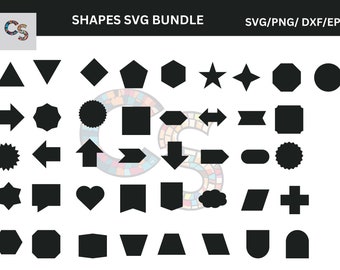 Basic Shapes SVG Bundle – 41 Circle, Square, Heart, Star (Digital Download)