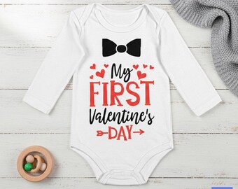 My First Valentines day Unisex 100% Cotton Baby Long Sleeve Bodysuit