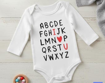 ABCD I LOVE YOU 100% Cotton Baby Long Sleeve Bodysuit