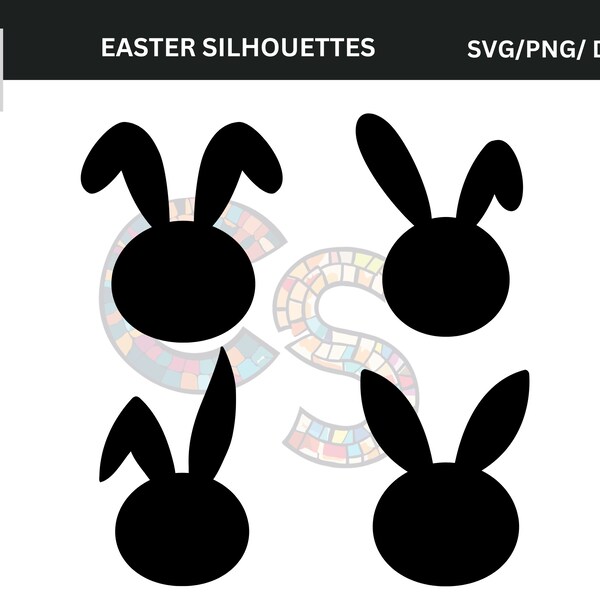 Cute Easter Bunny Head Silhouette - Adorable SVG for Festive Crafts and Decor