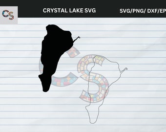 Crystal Lake SVG - Digital Vector Outline Map Shape - Maine | Ideal for DIY, Laser Cutting, Glowforge, Cricut Projects - Instant Download