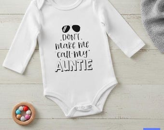 Funny Auntie Baby Romper, 100% Cotton Long Sleeve Bodysuit