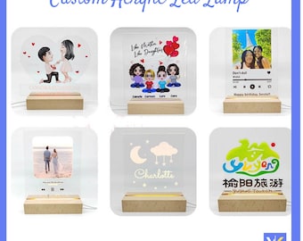 Custom 3D LED Lamp Personalized | Acrylic Night Light 16x20cm | 3 Color Light White Yellow Orange | Custom Photo Desk Lamp Gift