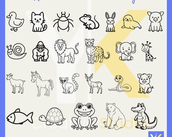 Animal Outline SVG Bundle | Minimal Line Art Animals SVG Png Dxf Eps | Cricut Silhouette Cut Files | Animal Clipart Set