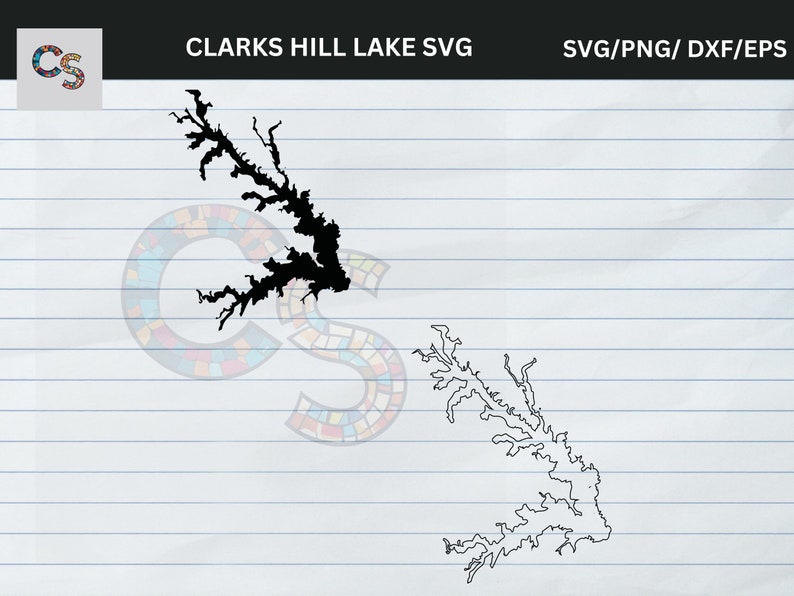 Clarks Hill Lake Map Vector – DIY Print Ready Cut File (digital ...