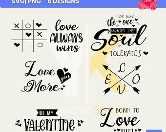 Paquete de archivos SVG de San Valentín, diseños retro de camisetas con corazones / PNG para Cricut