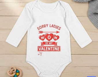 Funny Valentine's Day Baby Romper, Mom Is My Valentine, Cotton Bodysuit