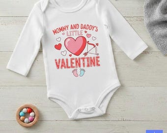 Mommy and Daddys little Valentine Unisex 100% Cotton Baby Long Sleeve Bodysuit