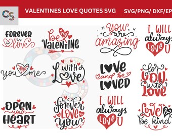 Valentines Love Quotes SVG Bundel - Romantische digitale bestanden