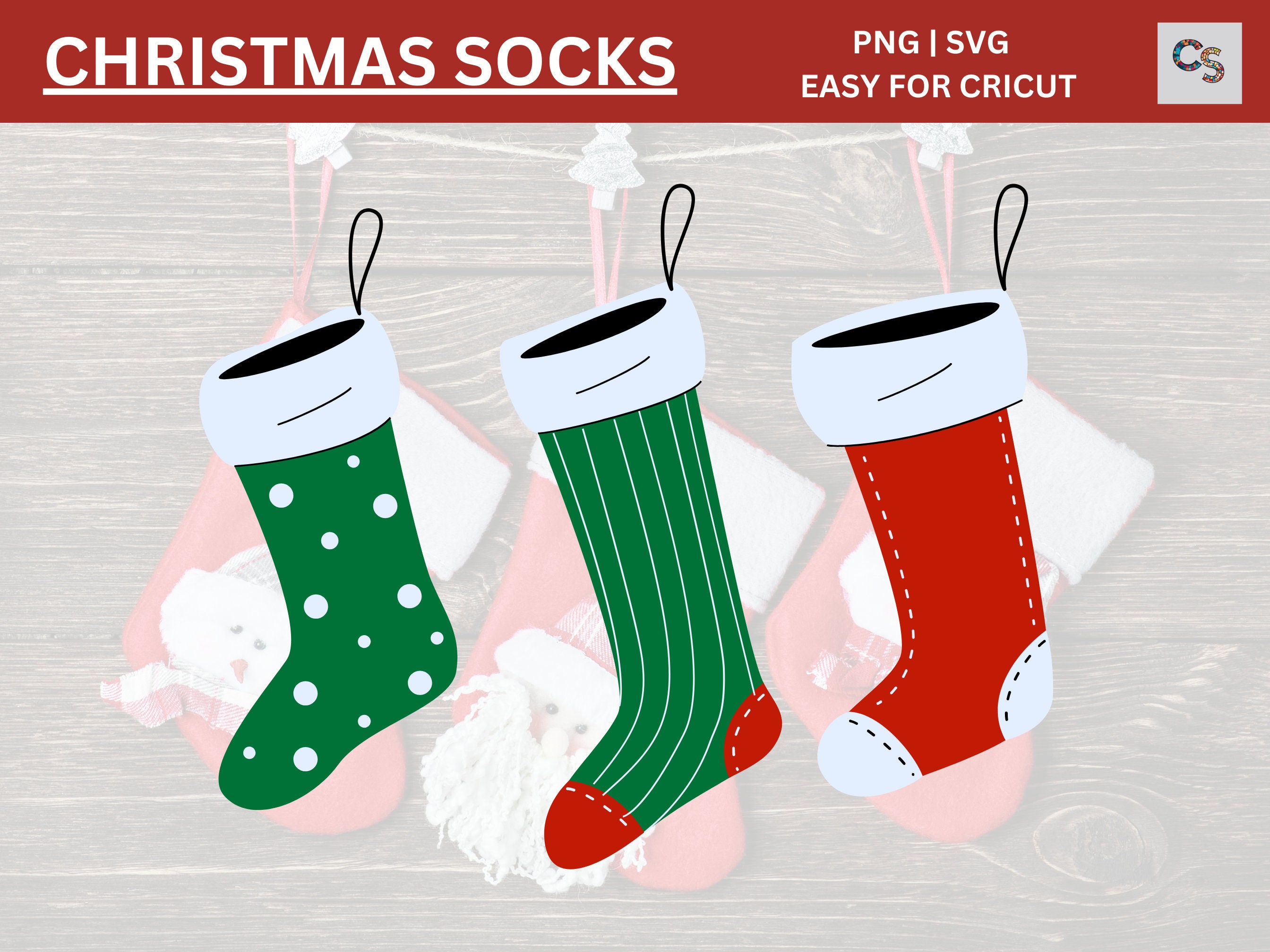 Christmas Stocking Clipart Svg, Digital Download Christmas Cut File - Etsy