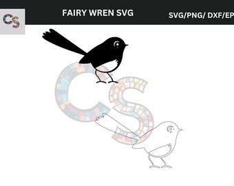 Charmant sprookjeskoninkje vogel SVG en overzicht - digitale download