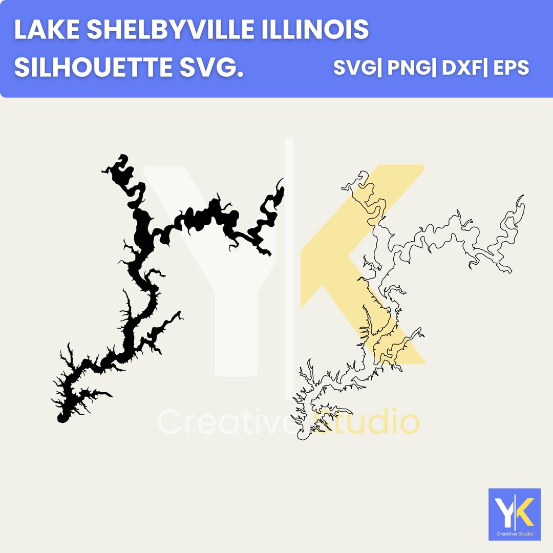 Lake Shelbyville Illinois Map SVG Lake House Decor Digital Download Il Fhyi 
