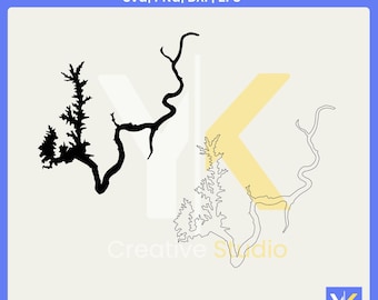 Summersville Lake WV Map Silhouette | Nautical SVG, PNG Cut File