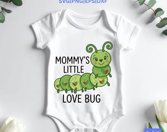 Mama's Little Love Bug SVG, Love Bug Baby Onesie, Cute Baby Shirt, Newborn Gift, Baby Shower Gift, Cricut Cut File