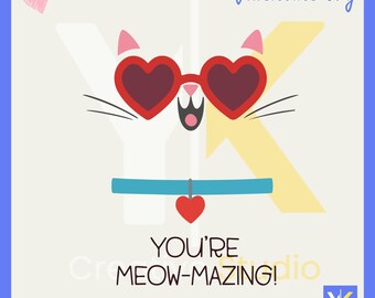 You Are Meowmazing SVG | Cute Cat Valentine SVG | Cat Pun Love Quote | Funny Valentine Cat Design